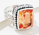 Artisan Crafted Orange Quartz Triplet Ring, Sterling Silver, Size 7